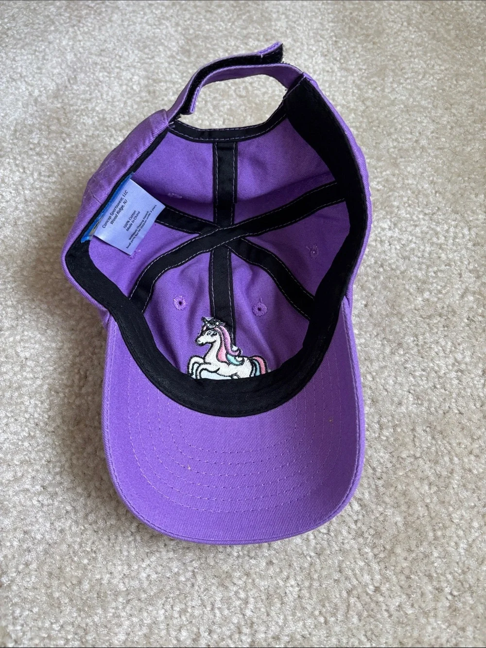 Dewey Beach Kids Purple Baseball Cap with Unicorn Patch
